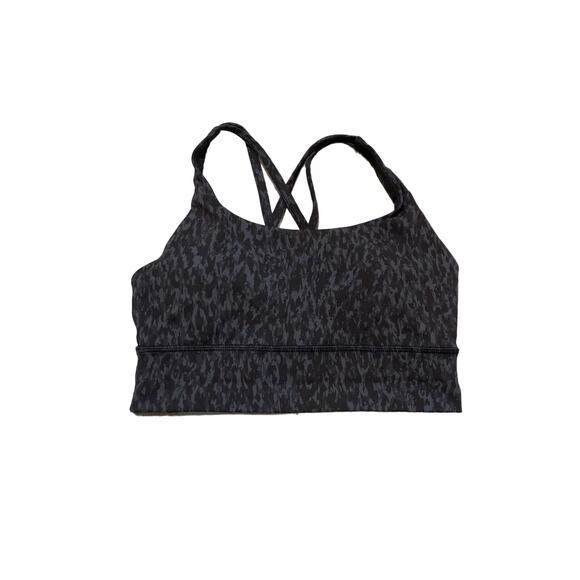 Lululemon Energy Bra Long Line *Medium Support Wild Thing Camo Deep Coal Size 6 - Picture 3 of 8